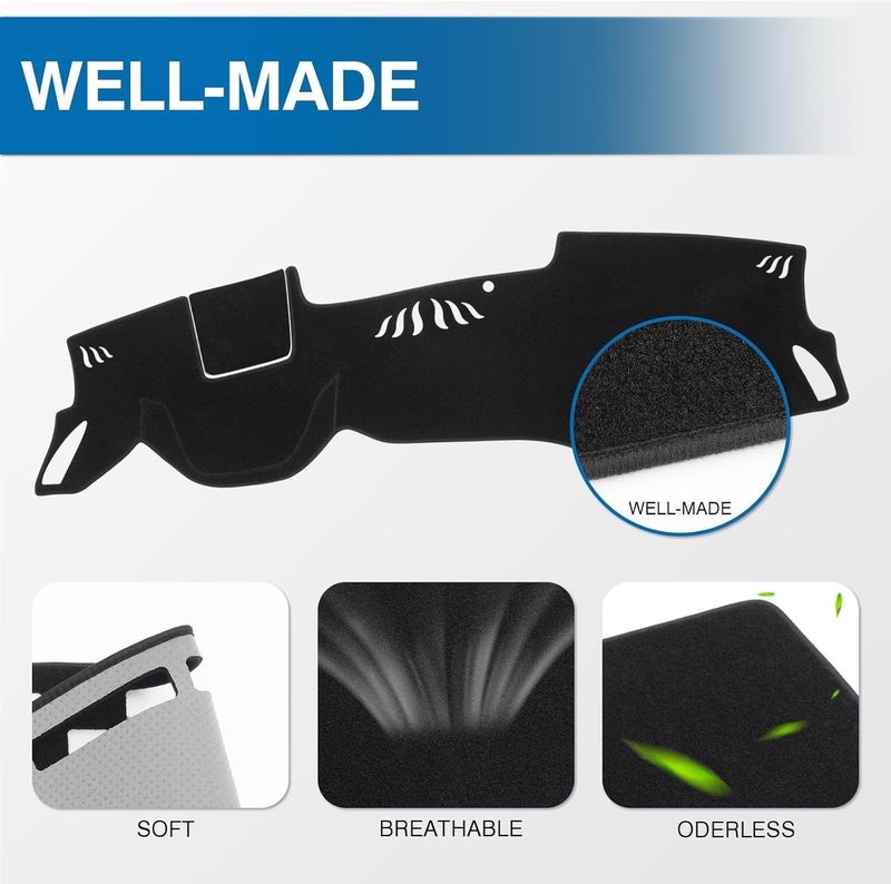 KUST Black Dash Cover for Hyundai Sonata 2020-2023 (Only fits for 8.0-inch Touch Screen Dashboard) Polyester Dashboard Cover Non-Slip Interior Accessories for Sonata Custom Fit Dash Mat No Glare - Image 4